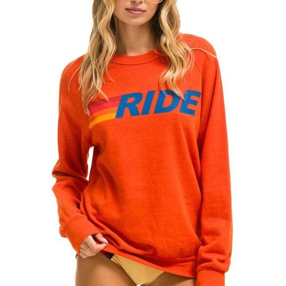 Aviator Nation Unisex Orange RIDE LOGO CREW SWEATSHIRT/PULLOVER | EUC!!🧡🌈🧡 - Picture 9 of 12
